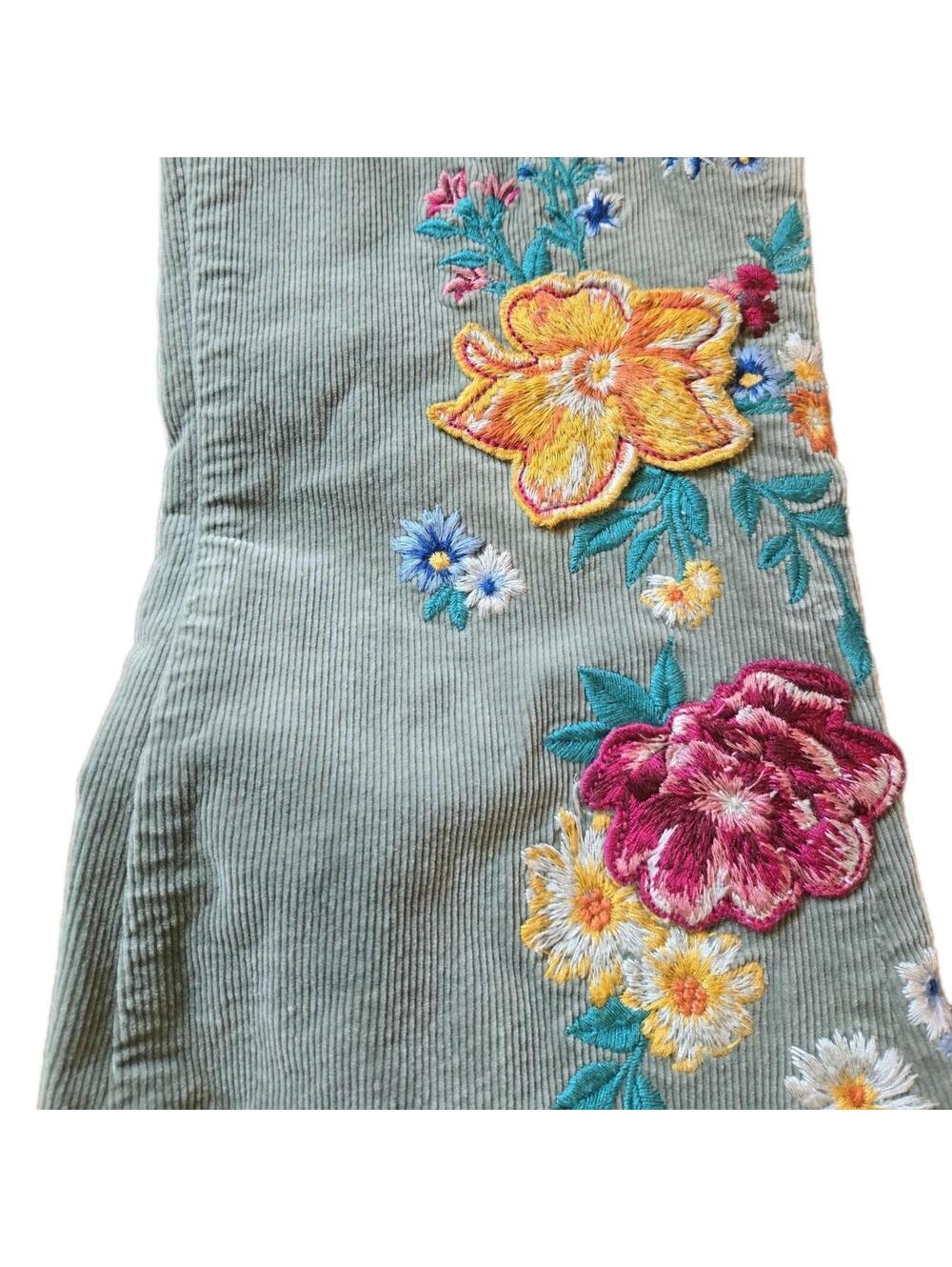 Driftwood Free People Corduroy Farah Flare Jeans Embroidered Floral Boho 27x34 - Picture 3 of 7